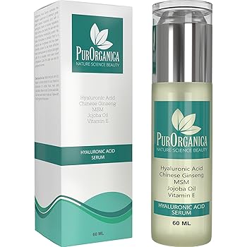 PurOrganica Hyaluronic Acid Face Serum - Huge 60 ML Bottle - The Best Anti Ageing & Anti Wrinkle Serum - This Premium Organic Serum Will Plump, Hydrate & Brighten Skin While Filling In Those Fine Lines & Wrinkles - It Works or Your Money Back Guarantee