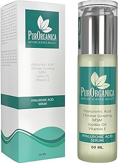 PurOrganica Hyaluronic Acid Face Serum - Huge 60 ML Bottle - The Best Anti Ageing & Anti Wrinkle Serum - This Premium Organic Serum Will Plump, Hydrate & Brighten Skin While Filling In Those Fine Lines & Wrinkles - It Works or Your Money Back Guarantee