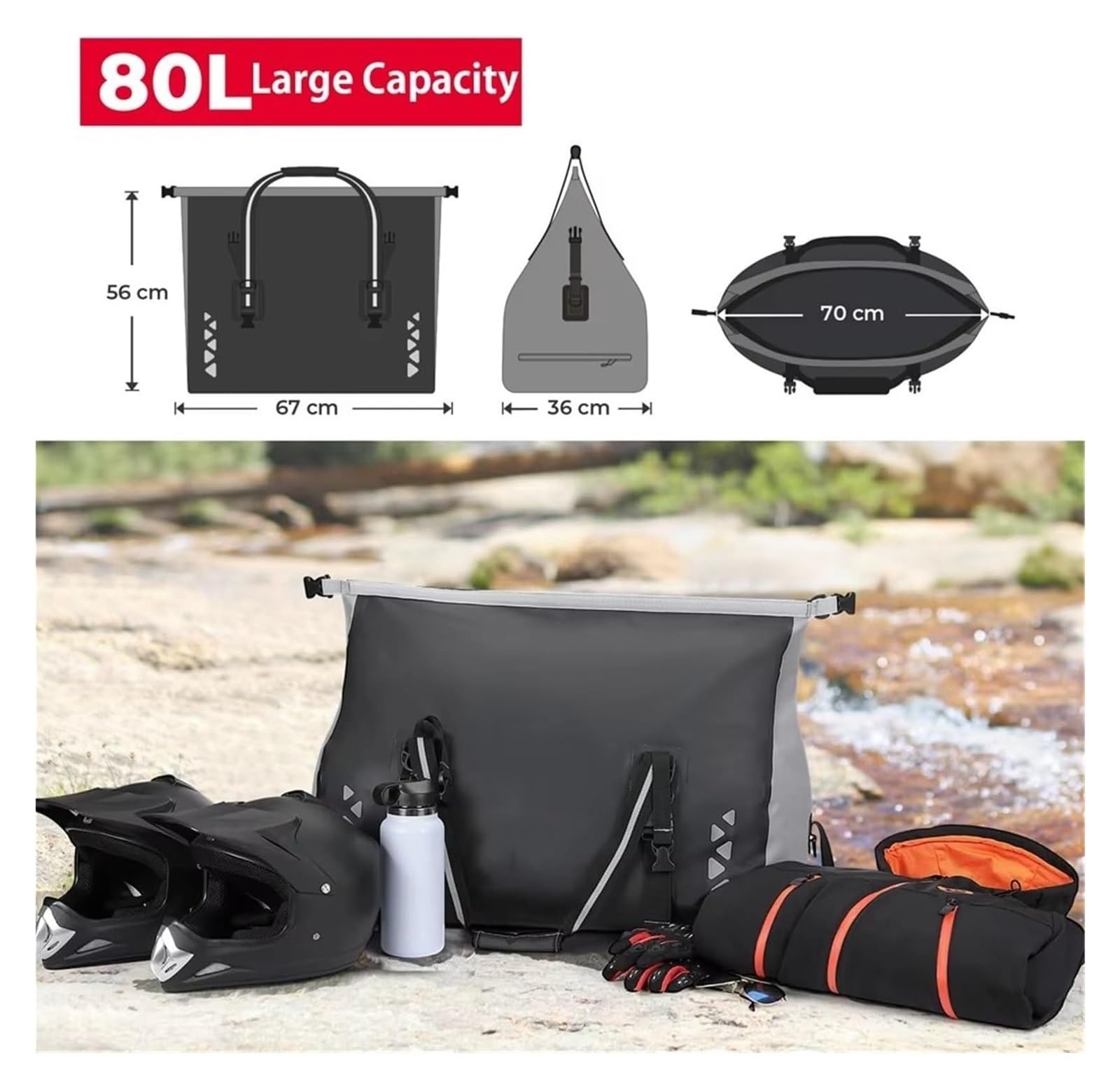 Moto Paraurti Borsa per R1250GS per R1200GS per LC per ADV per F800GS 80L Moto Turismo Impermeabile da Viaggio Bagaglio Sella Borsa