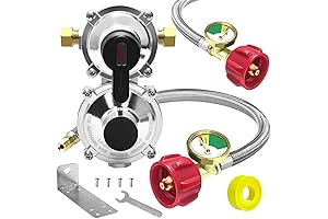 Upgraded RV Propane 2-Stage Regulator w/Pigtail Hose Tube and Gauge for Travel Trailer