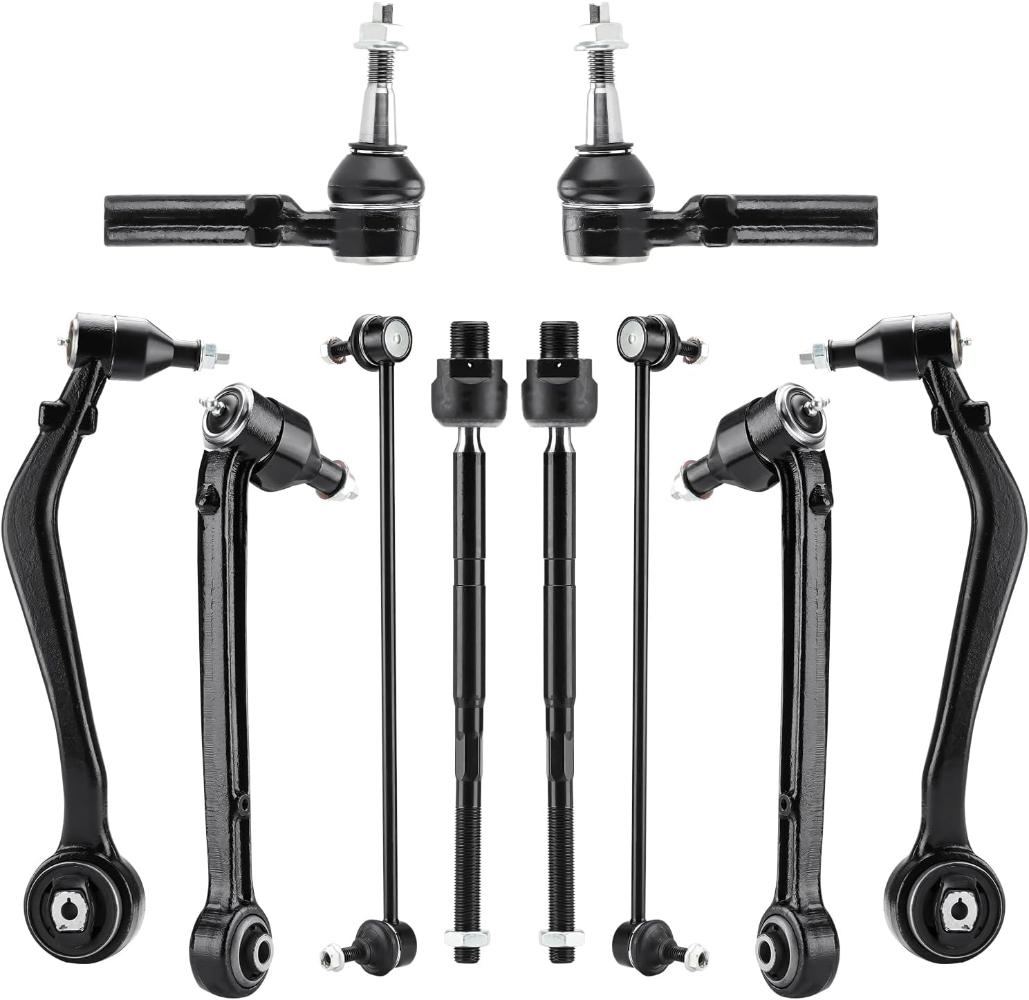 Front Lower Control Arms w/Ball Joints Replacement Suspension Kit for Chevy Camaro 2010-2015 V8 6.2L V6 3.6L, Forward & Rearward, Driver & Passenger Side, with Sway Bar Links Outer Tie Rods (10PCS)