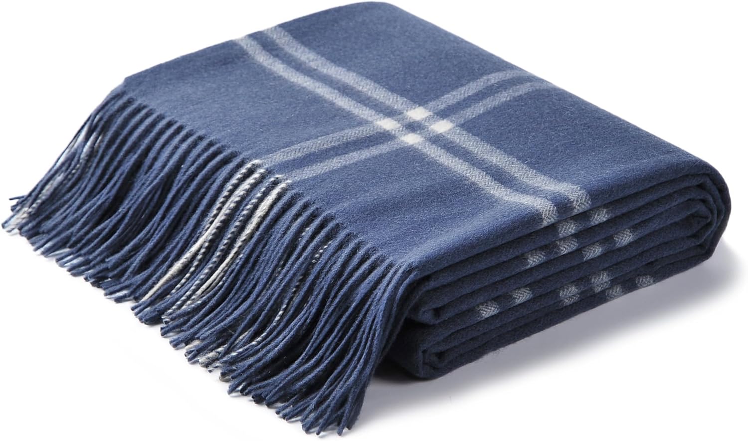 CUDDLE DREAMS Premium Cashmere Throw Blanket with Fringe, Luxuriously Soft (Plaid Blue) - Image 8