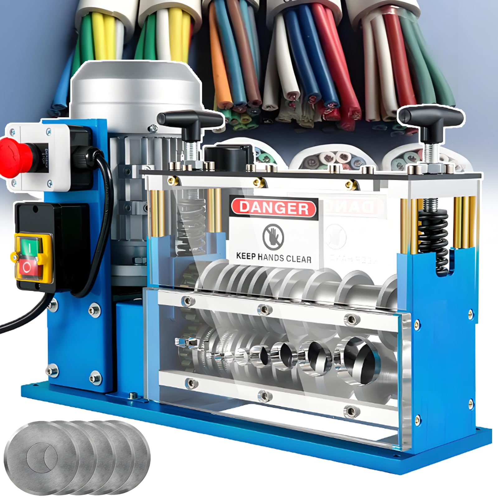 GYKOZY Industrial Automatic Electric Wire Stripper Machine, Electric Cable Peeling Machine,30 Meters/Min, For Recycling Scrap Copper Cable 1.5-38mm
