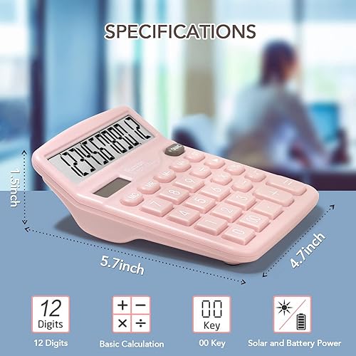 Miniatura 2 de Calculadoras paquete de 2 calculadoras de escritorio con pantalla LCD de 12 dígitos batería Sola y AA calculadoras electrónicas de doble potencia