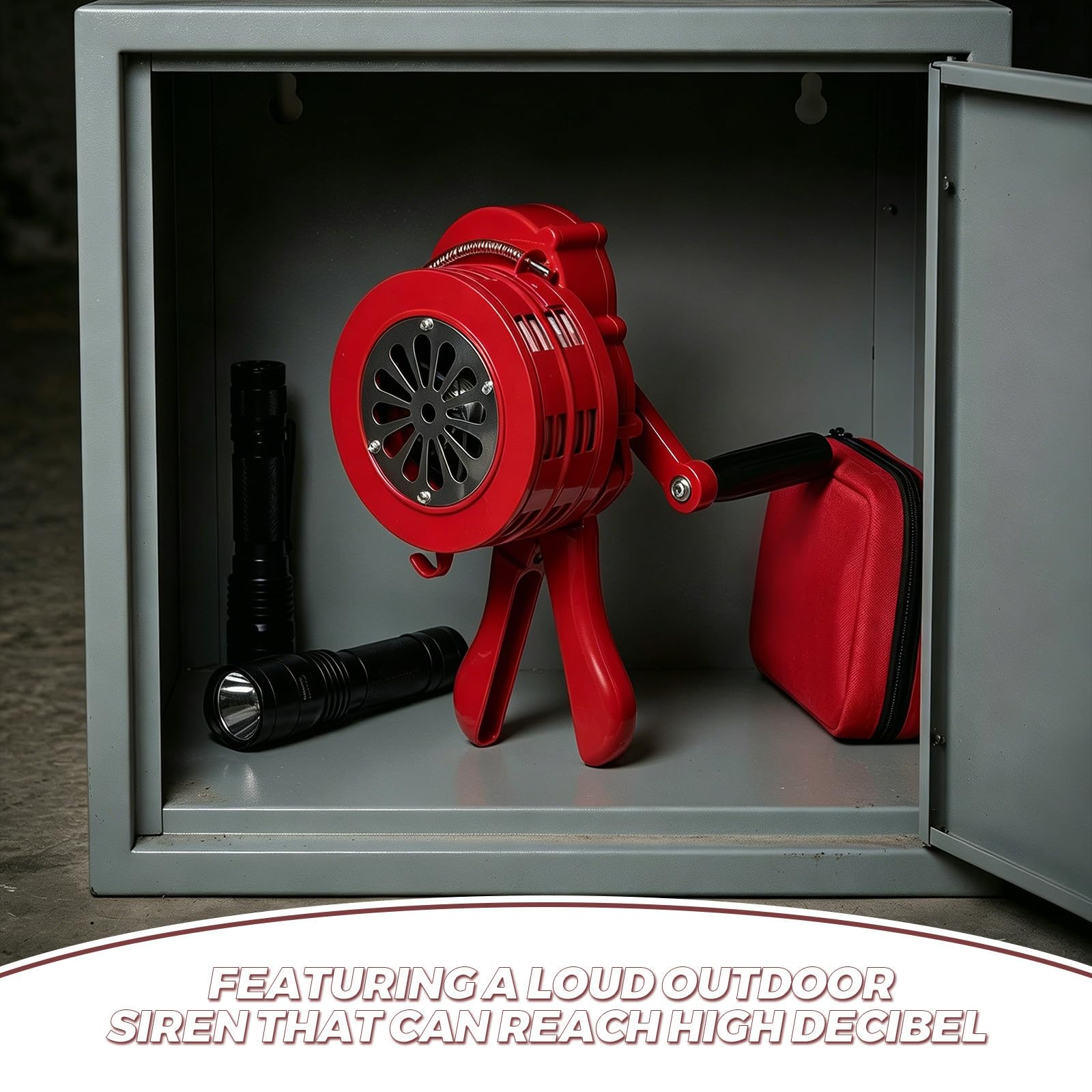 Ręczna Syrena Alarmowa z Korbką Głośny Mechaniczny Alarm Ostrzegawczy Pożar Powódź i Zagrożenia Przenośna Syrena Do Szkół Fabryk i Wydarzeń Sportowych Czerwona