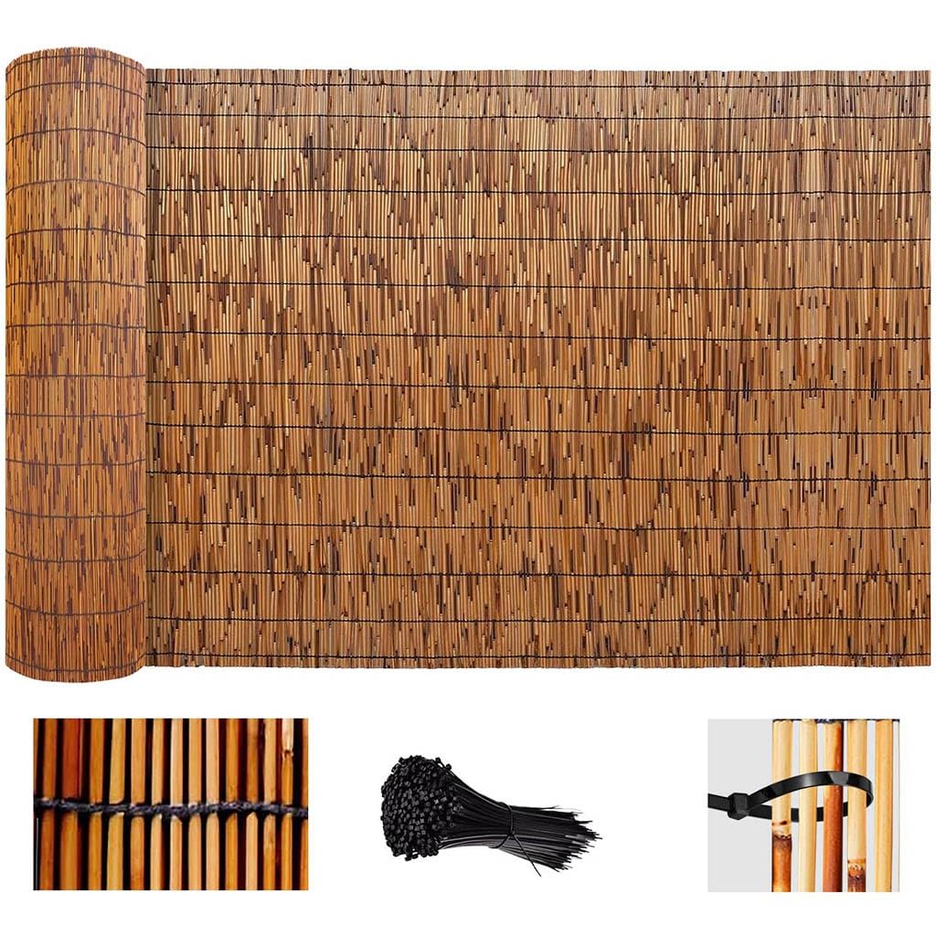 Ekologiczny bambusowy parawan ogrodowy, 90 x 600 cm, 120 x 500 cm, 140 x 600 cm, ogrodzenie zewnętrzne, zasłona rolowana, osłona balkonu, przegroda na patio (rozmiar: 120 x 200 cm)
