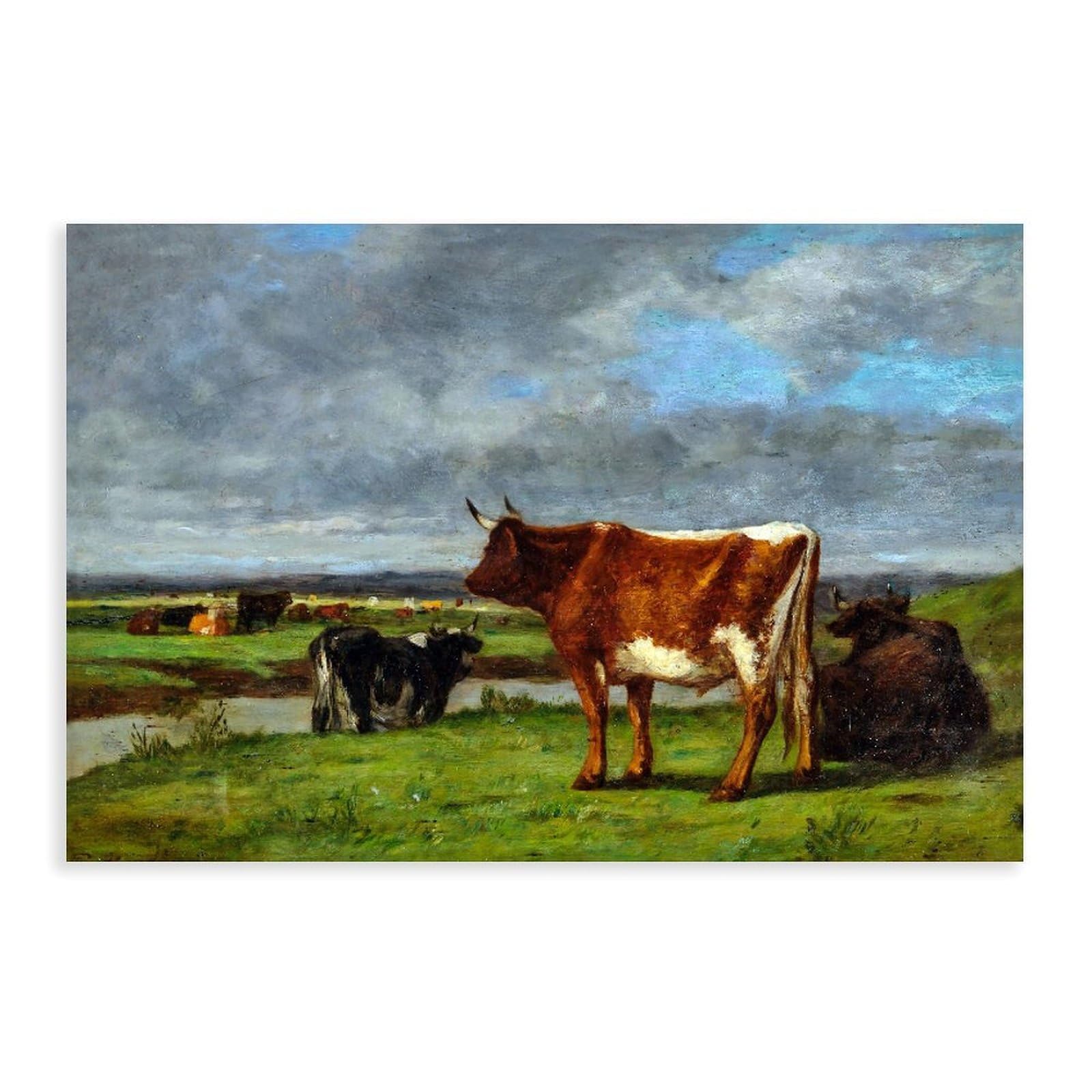 EUGENE BOUDIN、Paturage Eugène Boudin Vaches Au Paturage Canvas Print Wall Art