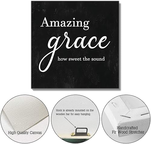 Miniatura 2 de Lienzo impreso con texto en inglés Amazing Grace How Sweet The Sound, arte retro para pared, listo para colgar, obras de arte inspiradoras y