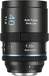 SIRUI 40mm T1.8 1.33X Anamorphic Lens, S35 Autofocus Lens for E Mount Cameras, A6500, A6700, FX3/30, ZV-E Series, A7 Series, A9/9II (Blue Flare)