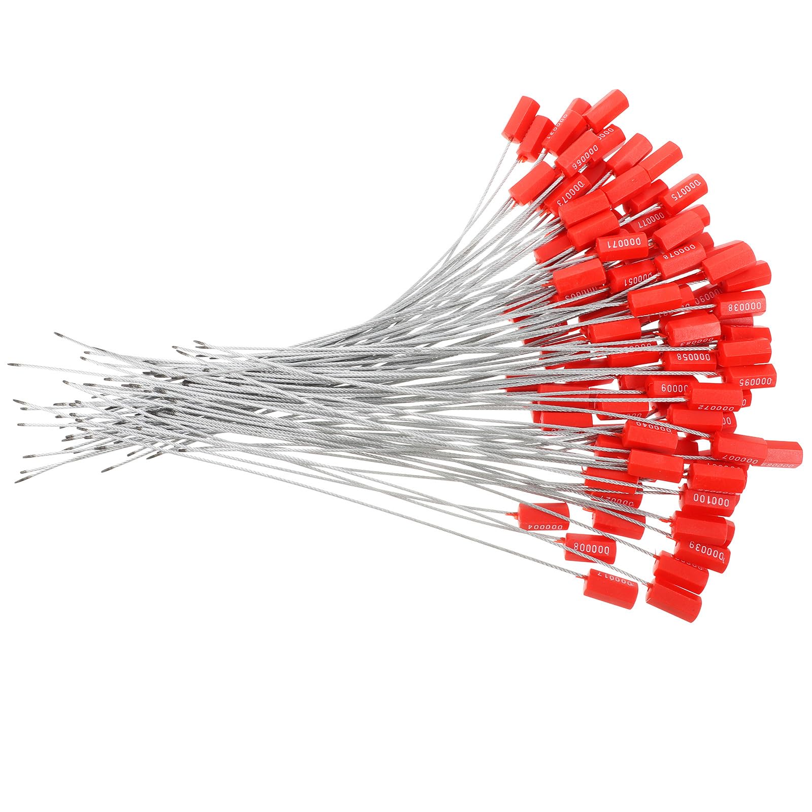 PRETYZOOM 100 Sellos de Seguridad Metálicos Numerados Rojo 1,8x300mm, Precintos de Cable Reforzados a Prueba de Manipulaciones para Transporte Industrial, Etiquetas de Identificación