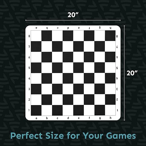 Miniatura 6 de Tapete de ajedrez de torneo de 20 pulgadas, plegable, enrollable, sin piezas, juego de viaje para niños y adultos, color negro