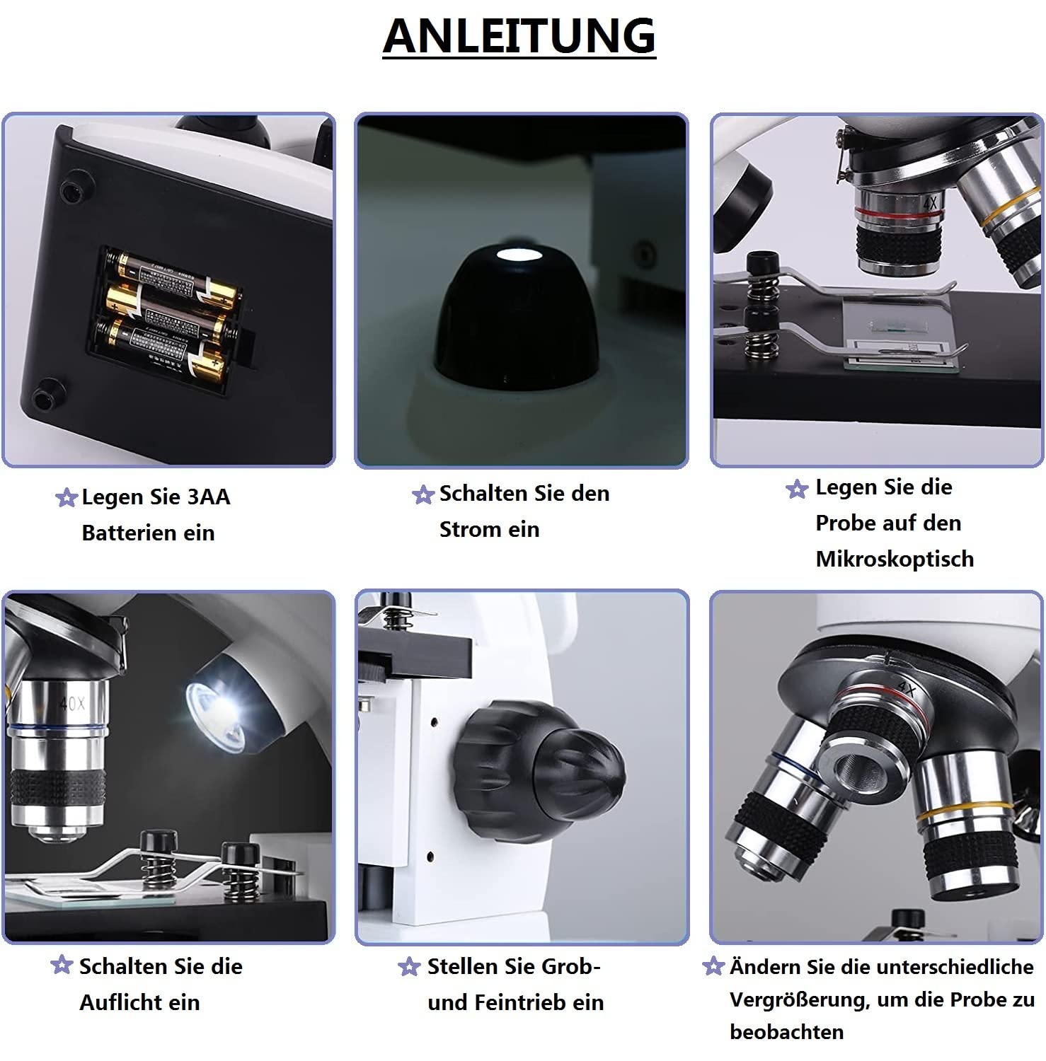 Slevoo Mikroskop für Kinder Studenten Anfänger 40X-1000X Kinder Mikroskop Auf- und DurchlichtMikroskop mit WF10x WF25x Okular & LED Beleuchtung, Studentenmikroskop Junior Mikroskop mit Objektträger