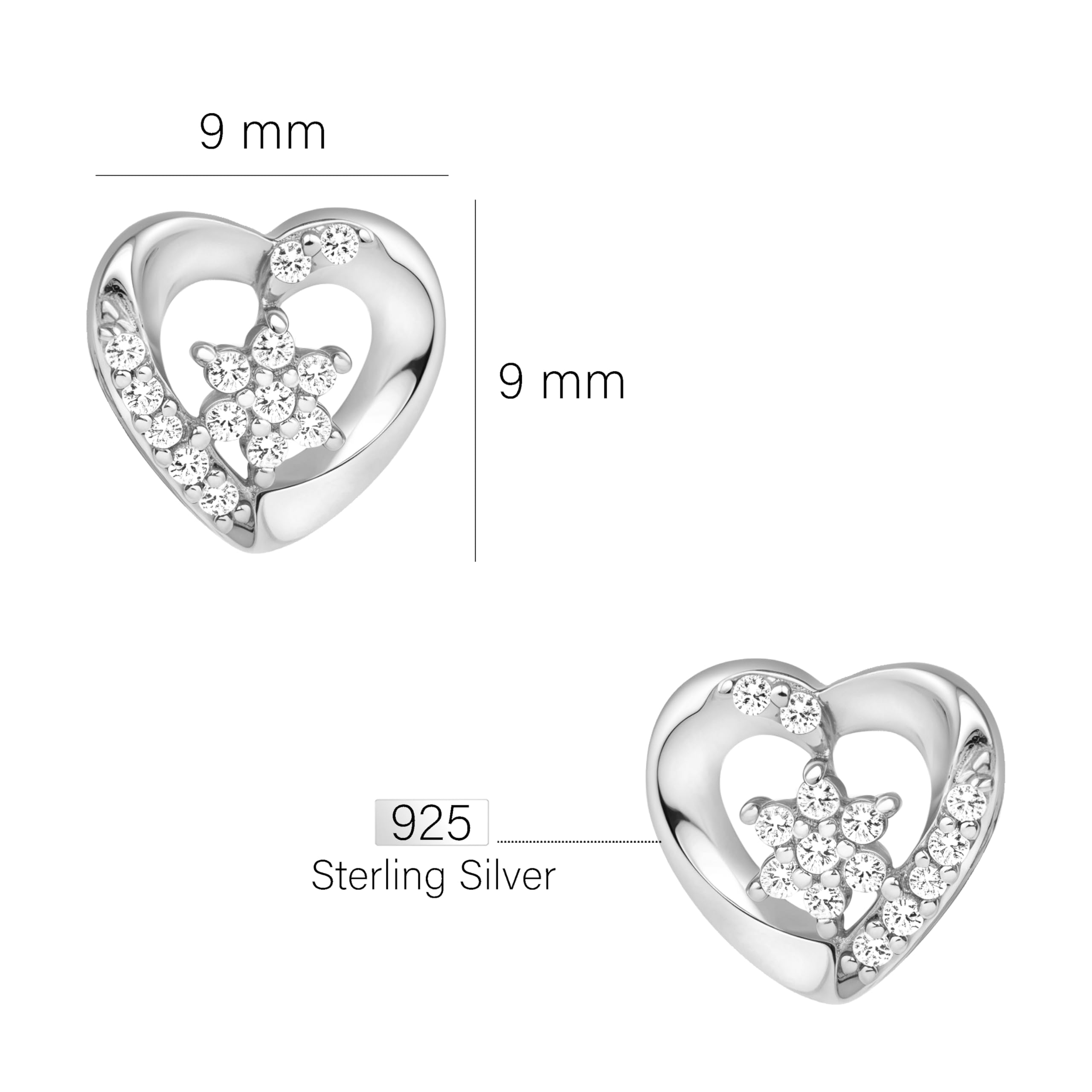 SOFIA MILANI - Pendientes para Mujeres en Plata de Ley 925 - con Circonitas - Pendiente de Botón de Corazón