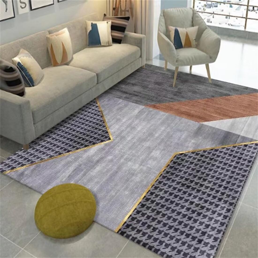 Tapis de salon moderne gris 160x280cm tapis de salle à manger géant