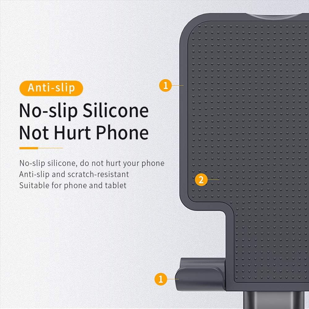 ESSAGER Adjustable Cell Phone Stand, Foldable Phone Stand Holder Cradle for Desk Compatible with All Mible Phones, iPhone, iPad, Switch, Tablet(Black)