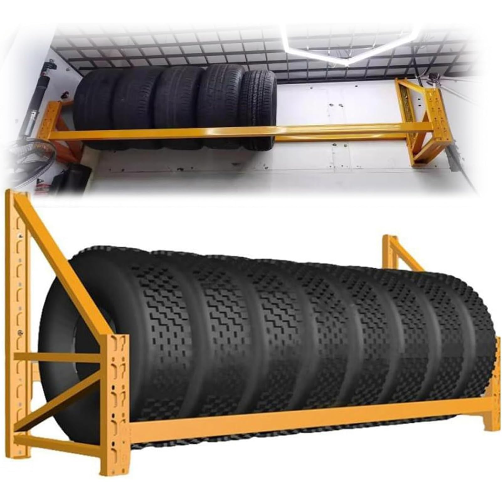 Adjustable Wall Mount Folding Tire Storage, Garage Rack Tire Stand, Car Rims Tyre Rack Multi-Tire Display Storage Holder, Heavy Duty Tyre Holder Display for Workshop Auto Repair Shop(150x55x80cm(59.1x