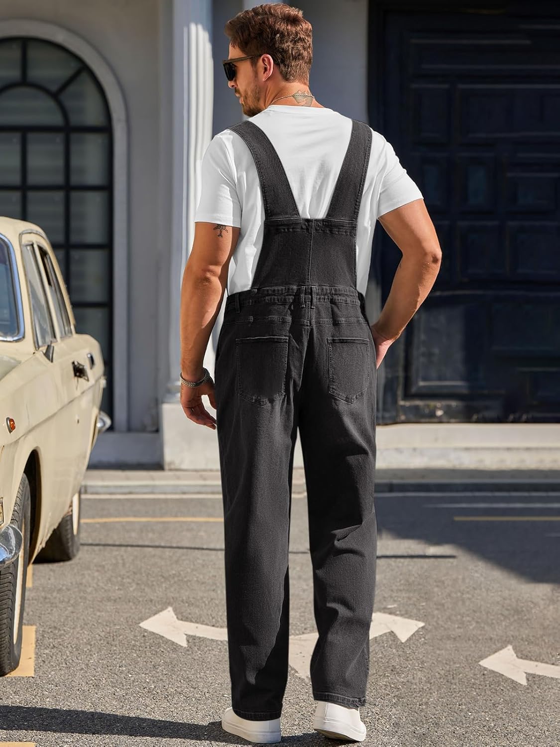 Runcati Men's Denim Bib Overalls Jeans Casual Slim Fit Adjustable Straps Fashion Trousers Boot Cut Jumpsuit - Image 3