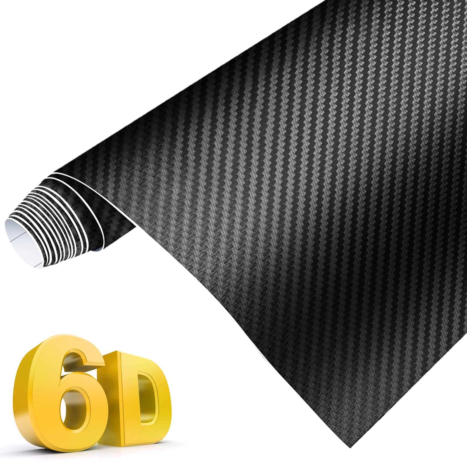 Pellicola Vinilica Auto 6D Nera - Adesivo In Fibra Di Carbonio, 300x30 Cm - Foto 5