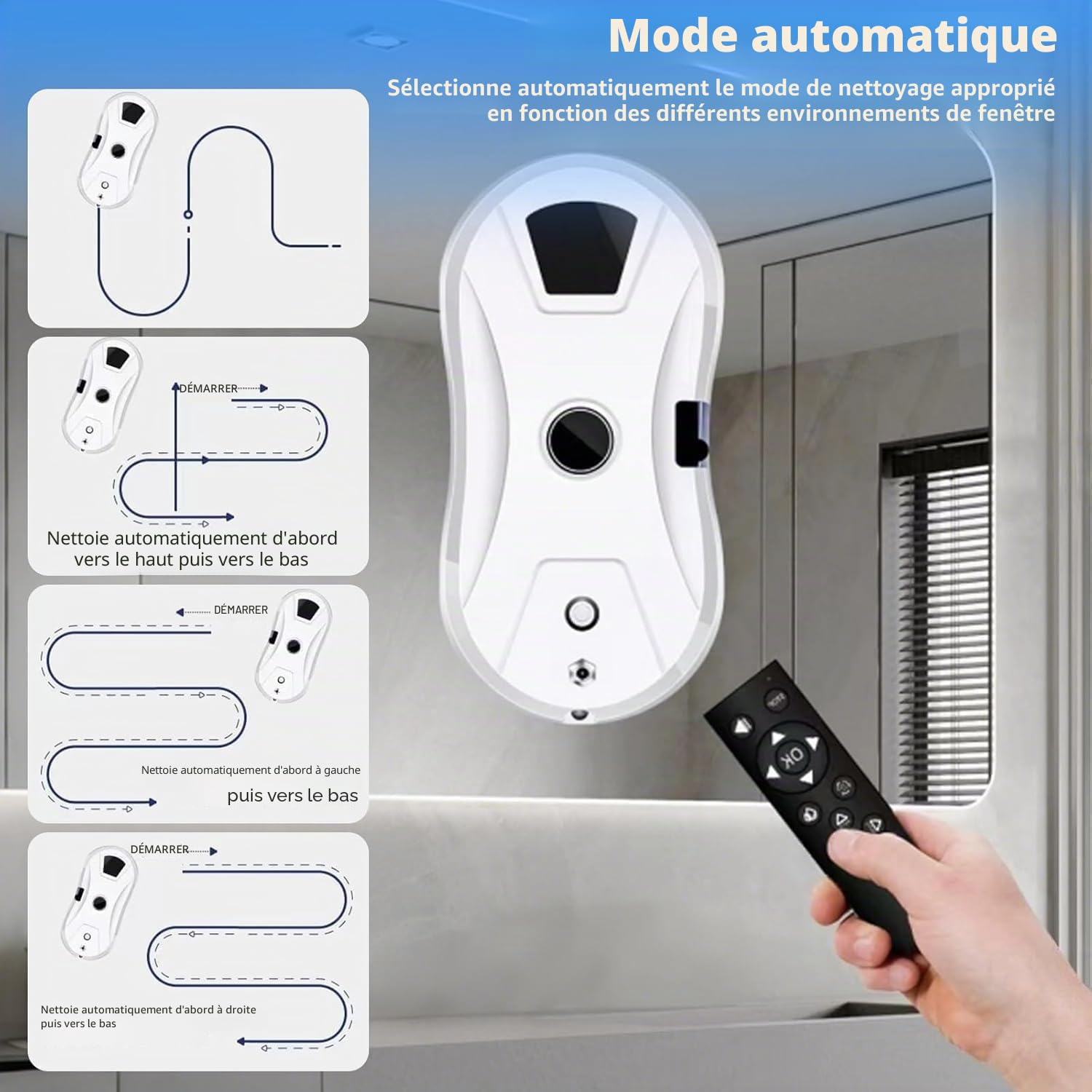 Osmo RoboClean Robot de nettoyage de fenêtres automatique électrique avec forte aspiration, navigation intelligente et détection des bords, pour verre, miroir, carrelage, intérieur et extérieur (2)