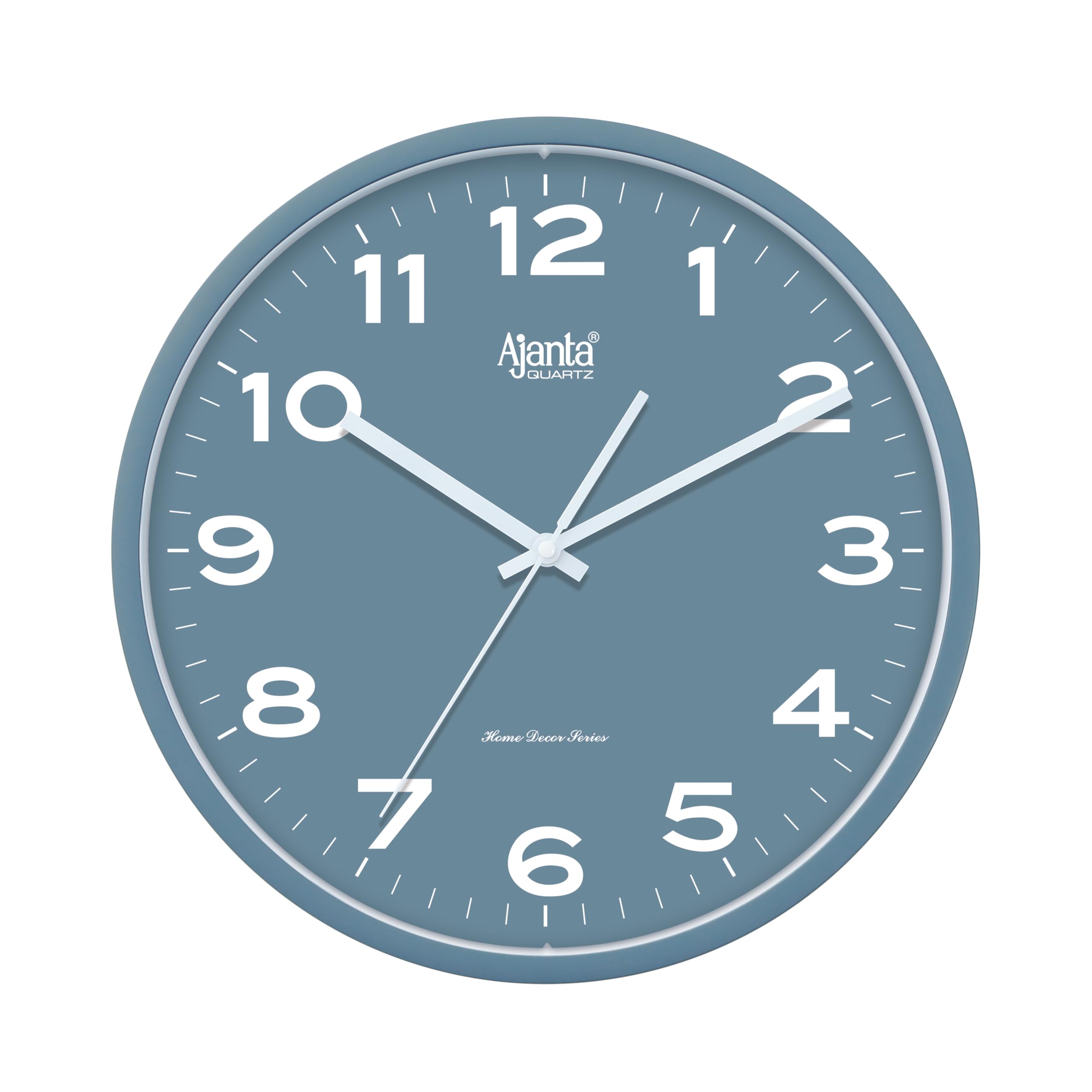 Ajanta Luxury Metallic Blue Wall Clock 10047-12 Inch - Elegant Silent Sweep Quiet Mechanism - Modern Home Decor for Office