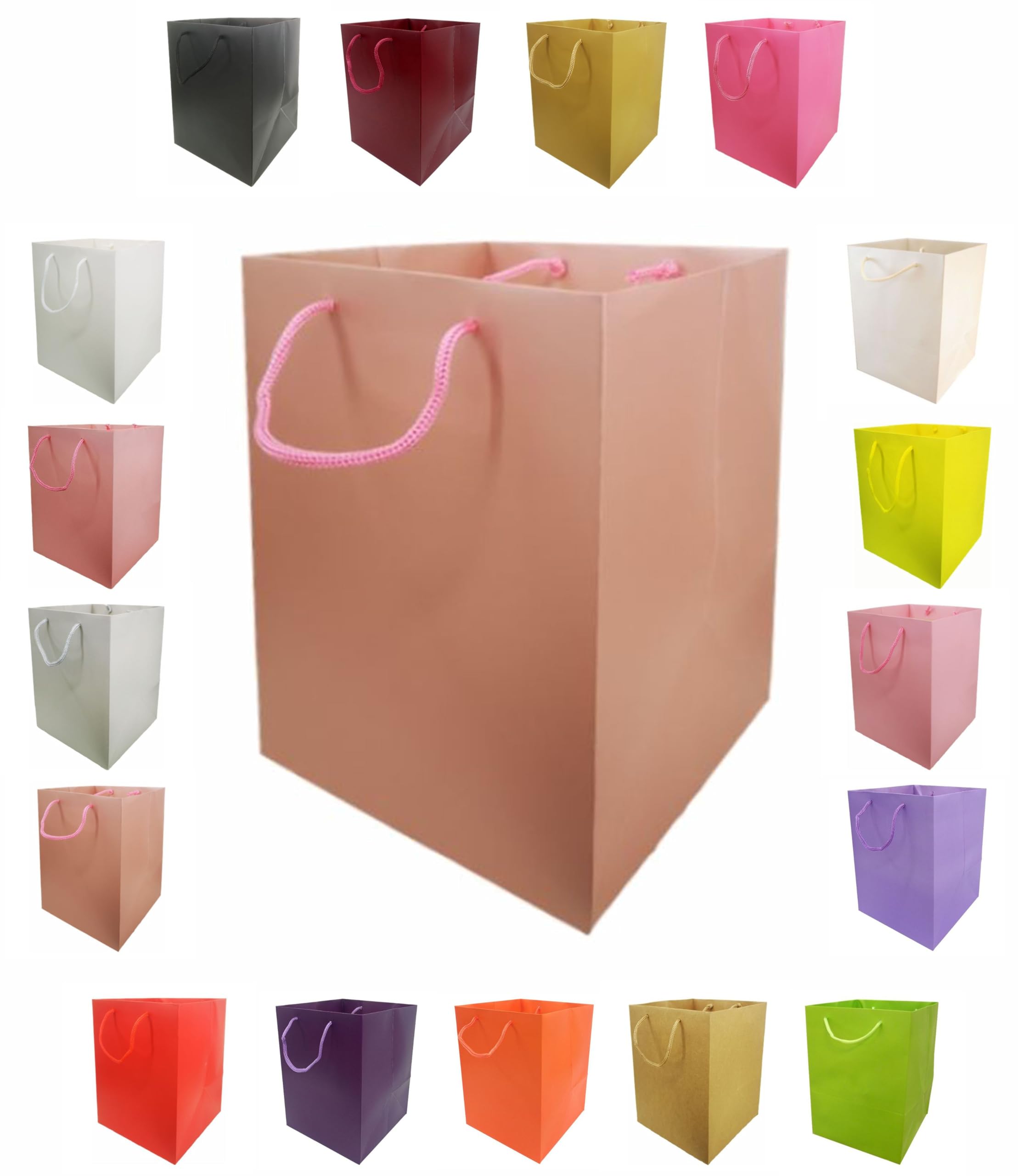 Glossy Vibrant Flower Gift Bag, Bouquet Vase | Valentines | Anniversary | Love | Transportation Display (5, Rose Gold)