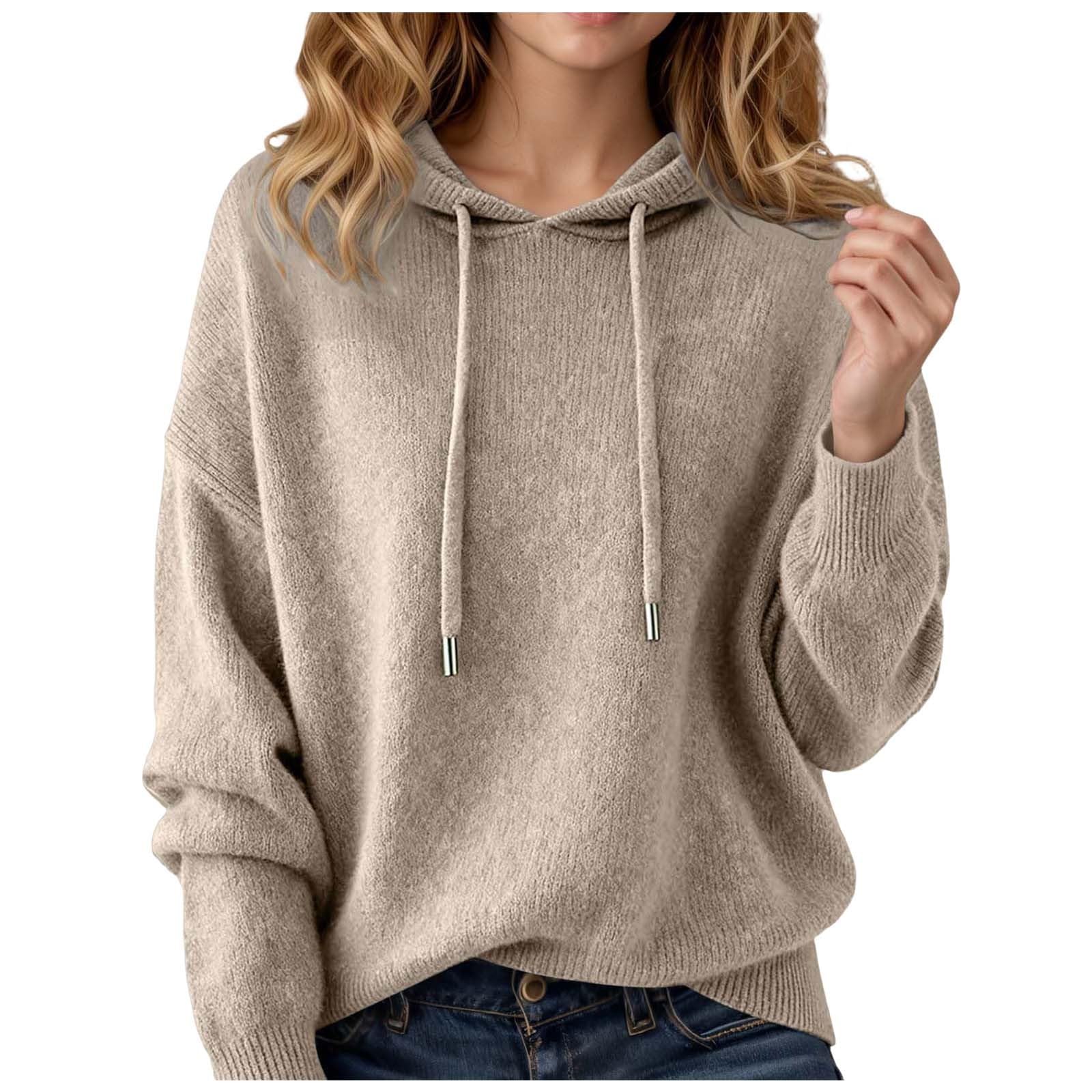 Womens Cashmere Sweater Trendy Soft Lightweight Long Sleeve Knits Hoodie Sweaters Fit Pullover Wool Fall Winter Tops