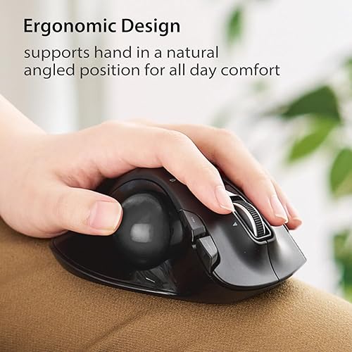 Miniatura 3 de ELECOM EX-G Ratón de Trackball para zurdos, inalámbrico USB de 2.4 GHz, ergonómico, control de pulgar, bola de rodillo de seguimiento, 6 botones