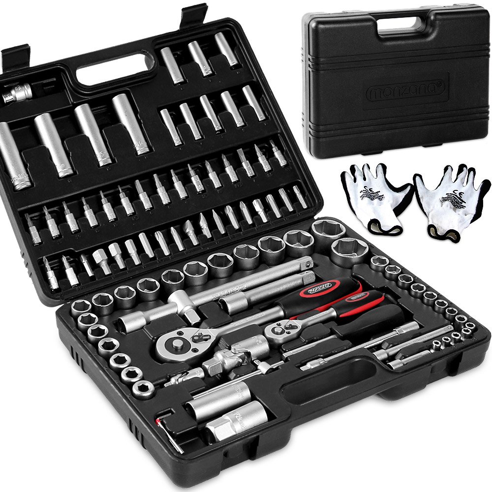 Monzana® Tool Set 94Pcs Chrome-Vanadium Steel Inkl Work Gloves