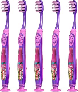 Colgate Kids Toothbrush Trolls with Suction Cup, Extra Soft, Children Ages 5+, (Pack of 6)