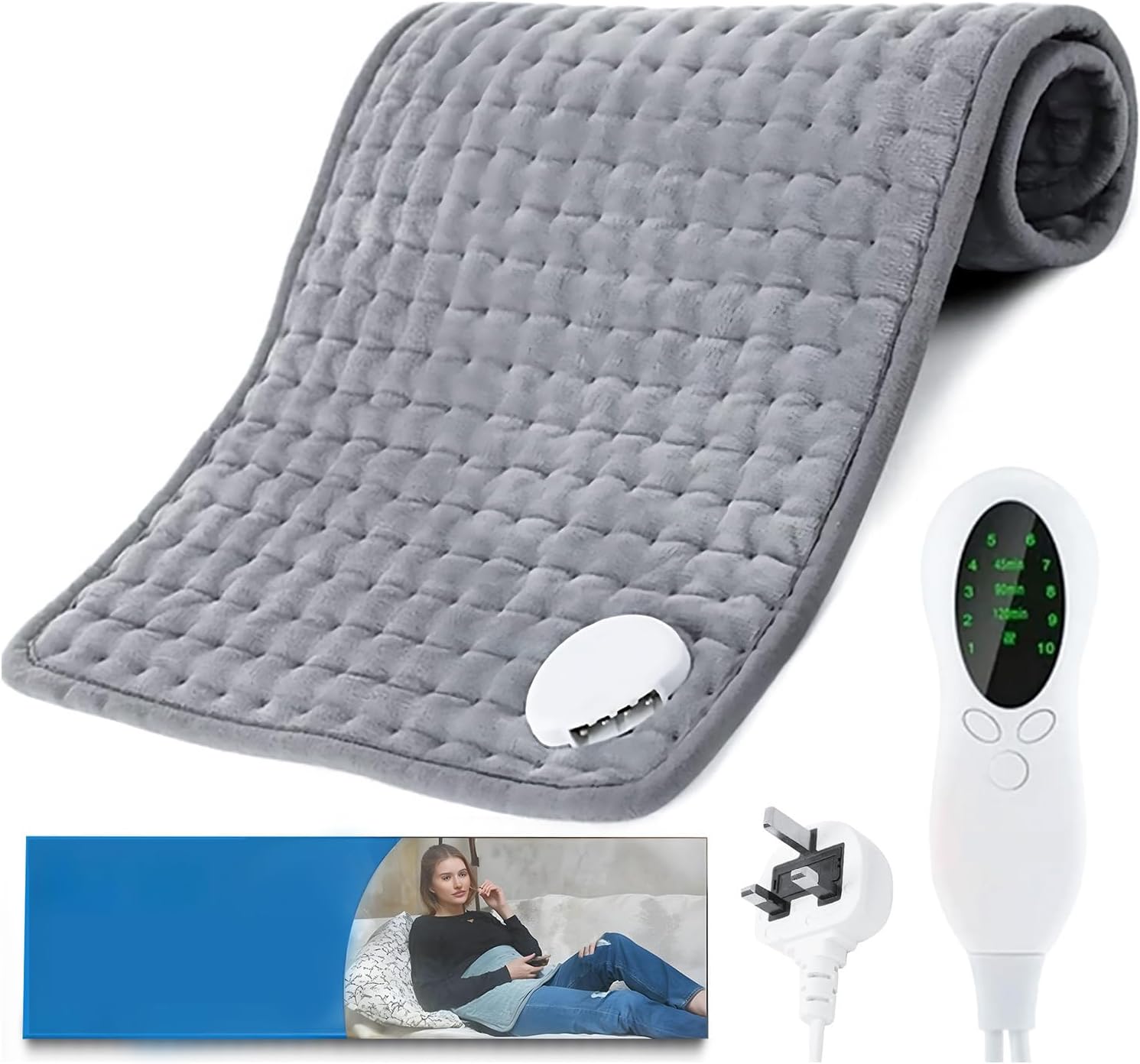 Electric Heating Pad – 6 Temperature Levels, Auto Shut-Off, 87-Inch Power Cord, Machine Washable – Pain Relief for Back, Neck, Shoulders, Abdomen, and Period Cramps