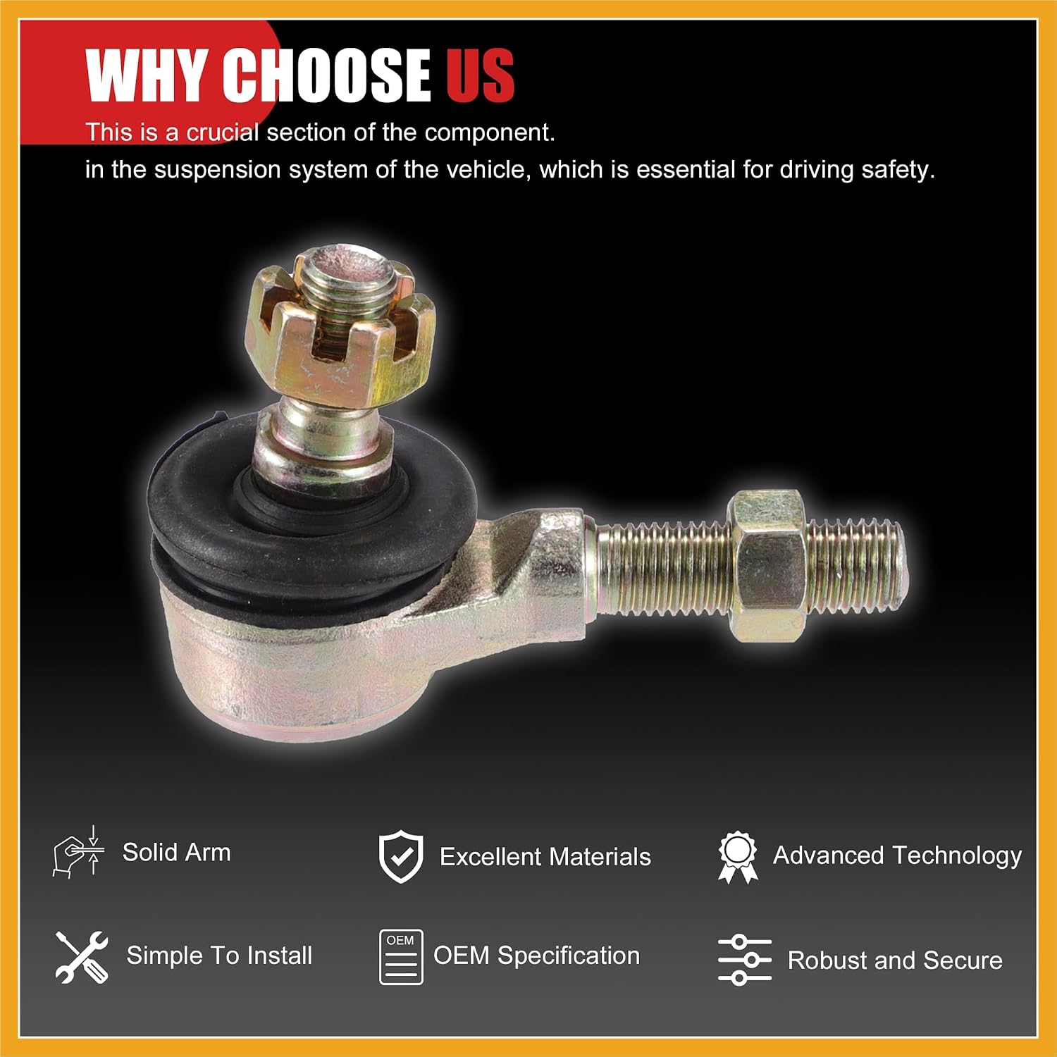 M10x1.25 Left Right Ball Joint Kit Replace Fit for 50cc 70cc 90cc 110cc 125cc Chinese ATV - Pack of 4 Replacement