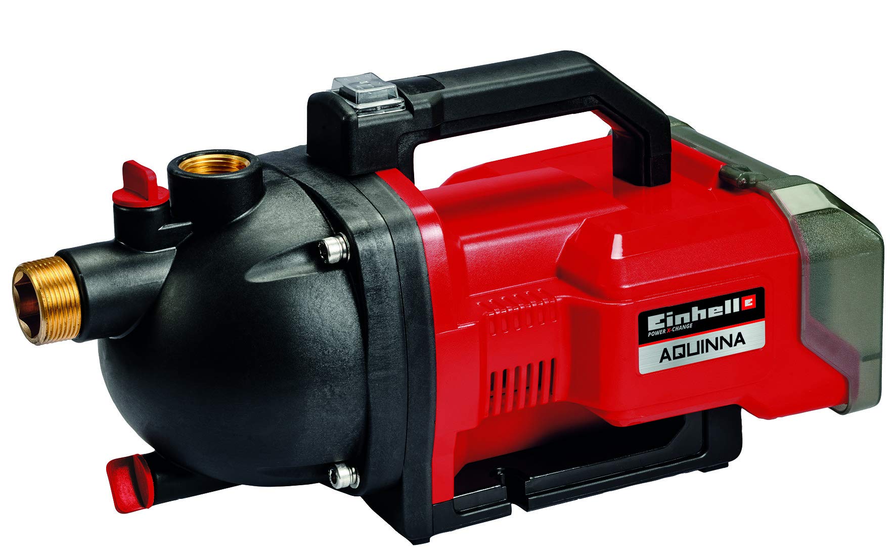 Einhell Akku-Gartenpumpe AQUINNA 36/30 Power X-Change (2 x 18V, 2-Stufen ECO-Schalter, Wassereinfüll- und Ablassschraube, Thermoschutz, Tragegriff, ohne Akkus und Ladegerät, inkl. 7 m Saugschlauch)