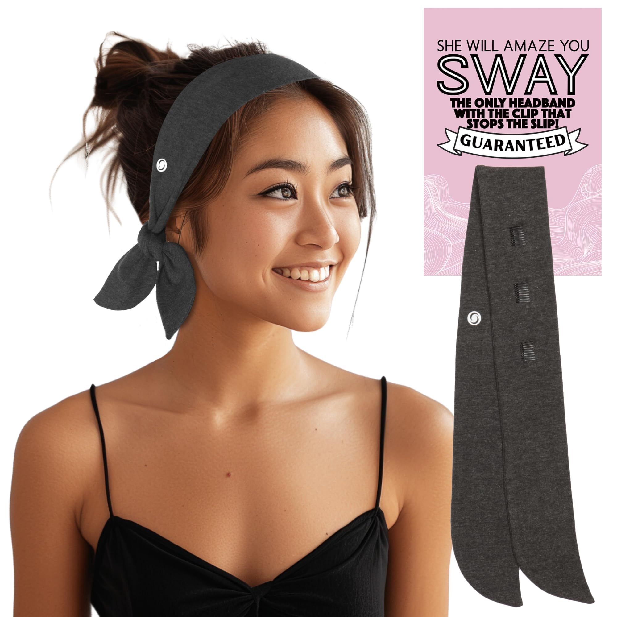 SWAY Short Stretch Non-Slip Headband for Women – Moisture-Wicking, No Headaches, Stays Put for Workouts, Gym, Yoga, Running and Nurse