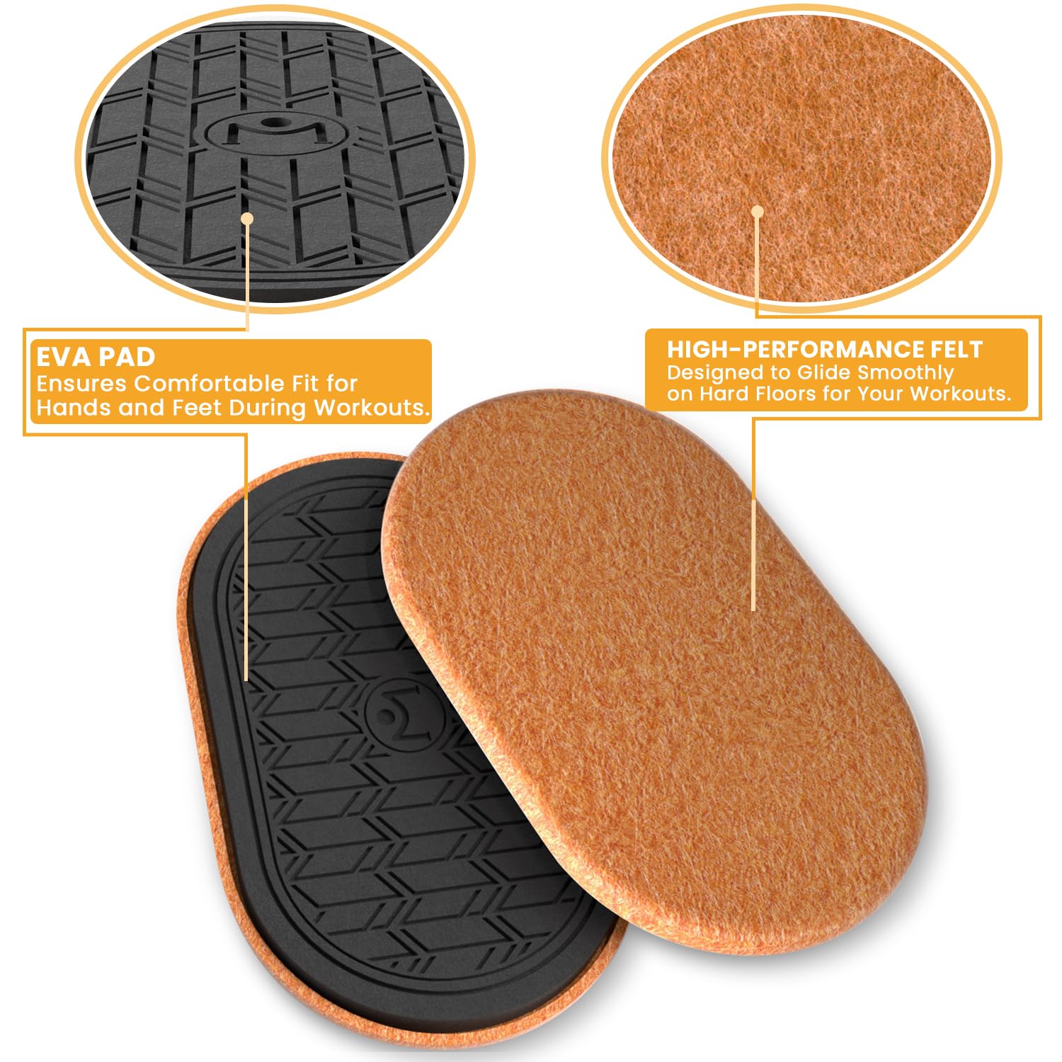Exercise Core Sliders for Hardwood Floors - Sliders for Workout, Sliding Discs for Exercise, Strength Training, and Home Gym Fitness Gliders