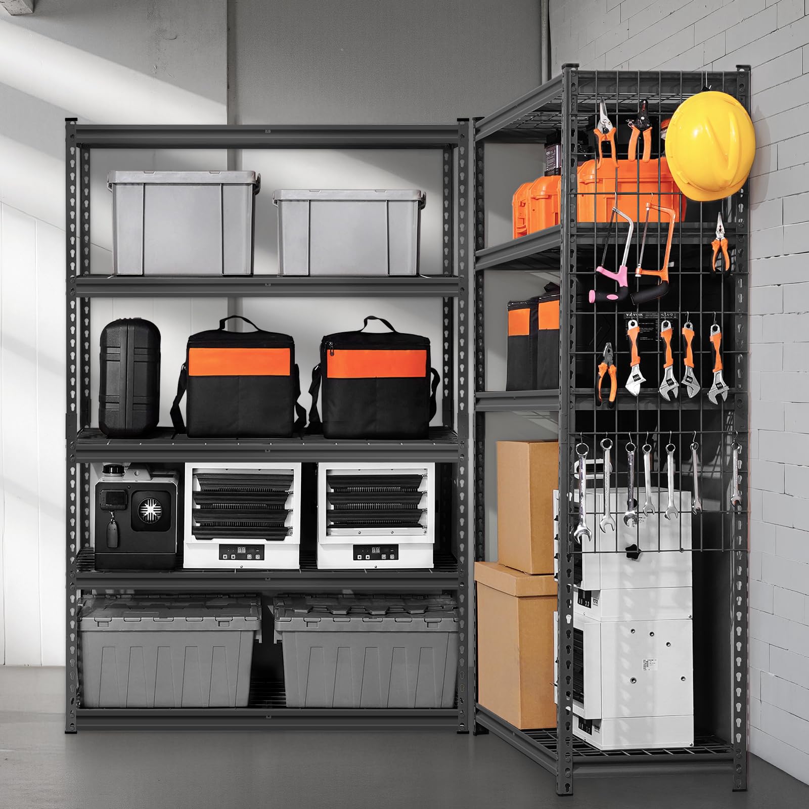 VEVOR Scaffale Portaoggetti Carico Totale max. 1134 kg Scaffale con 5 Ripiani per Garage Ripiani in Metallo Regolabili 457,2 x 1219,2 x 1828,8 mm Ripiano Portaoggetti da Cucina, Magazzino Officina