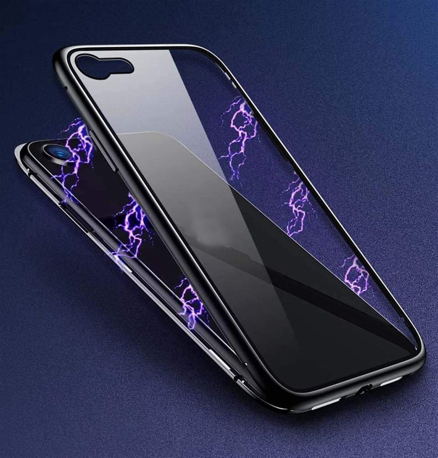 Funda magnética para Apple iPhone SE 2ND (2020) de 4.7 pulgadas, cubierta frontal y trasera de vidrio templado transparente, marco de aluminio (color: blanco)