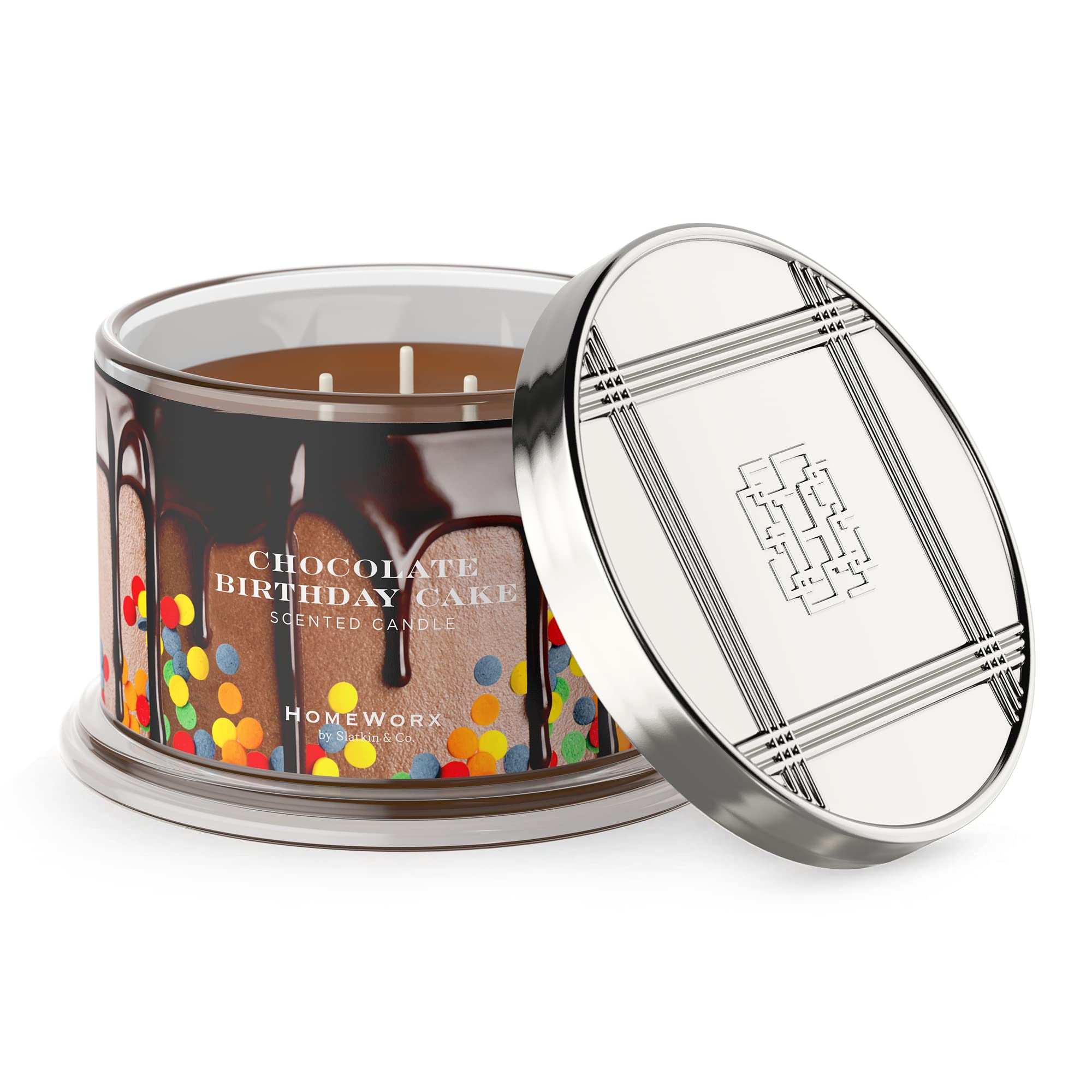 HomeWorx by SLATKIN + CO. Candle- Chocolate Birthday Cake, 18 oz. Premium Scented Candle - 30-55 Hours Burn Time