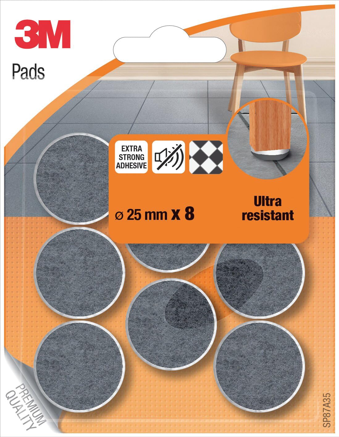 3M Black Felt Pads With Rounded Edges, 25 Mm, Multicolour, Uu003708458