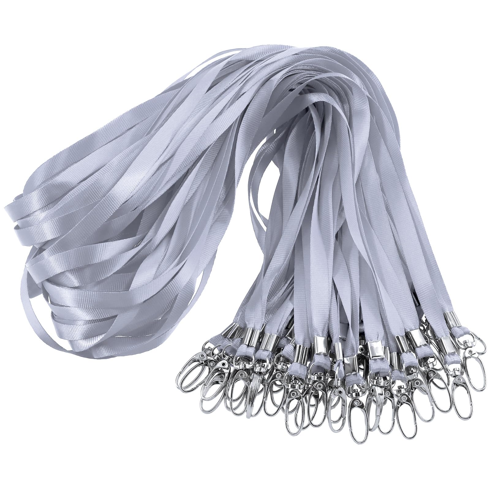 Mardatt 50Pcs Gray Lanyard Badge Lanyards with Swivel Hook Flat Lanyards Neck Lanyard Bulk ID Badges Safety Badge for Name Tag Business Card Lanyards