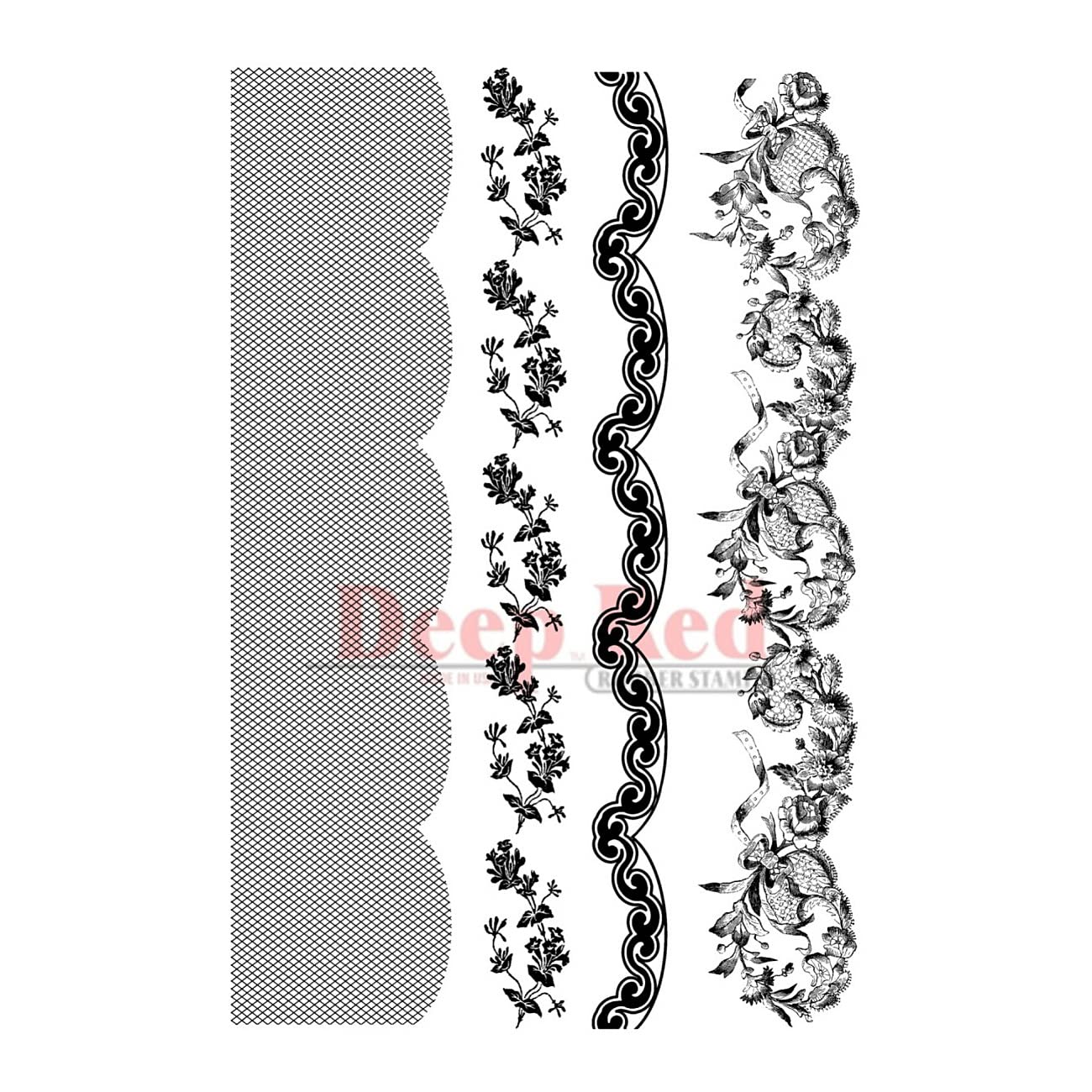 Deep Red Cling Stamp Set-Lace Borders