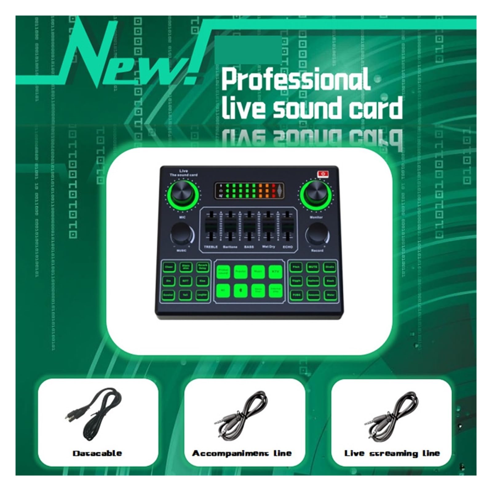 Mezclador de DJ, Tarjeta De Sonido HD, Tarjetas De Sonido En, Mezclador De Audio Externo For Transmisión, Grabación En Casa, KTV, Juego, Música, Canto, PC Y Teléfono, Decks de DJ