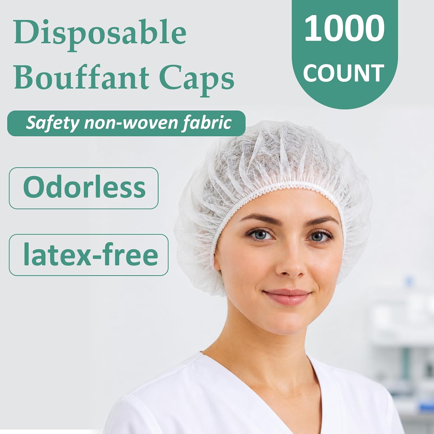 Hair Caps Disposable – 1000 Pcs White Hairnets for Food Service Workers – 21 Inch Bouffant Caps for Cooking, Medical, Salon, Spa, Beauty