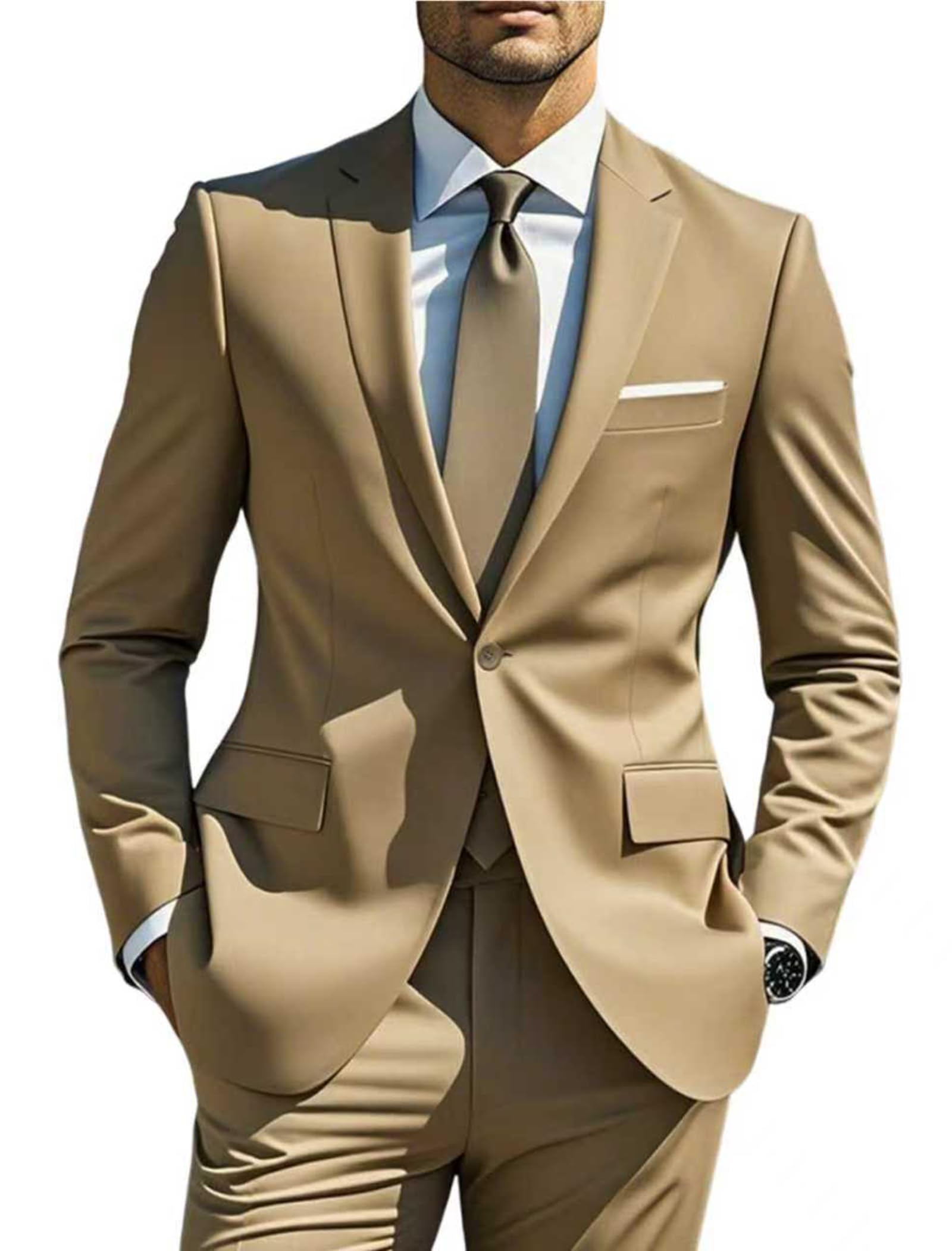 Conjunto de 2 piezas de ajuste regular para hombre, con un botón, blazer y pantalones, traje formal para boda, graduación, esmoquin