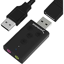 SABRENT Scheda audio USB cuffie e microfono per MAC e Windows, Adattatore audio presa USB, Plug & Play, Con pulsanti, per PS4, PS5, Windows e MAC Nessun driver necessario (Nero) (AU-DDAB)