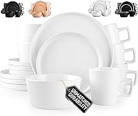 Vista 9 de Zulay Kitchen Luna - Juego de platos y cuencos, juego de vajilla de porcelana moderno de 16 piezas para 4, resistente a las astillas y a