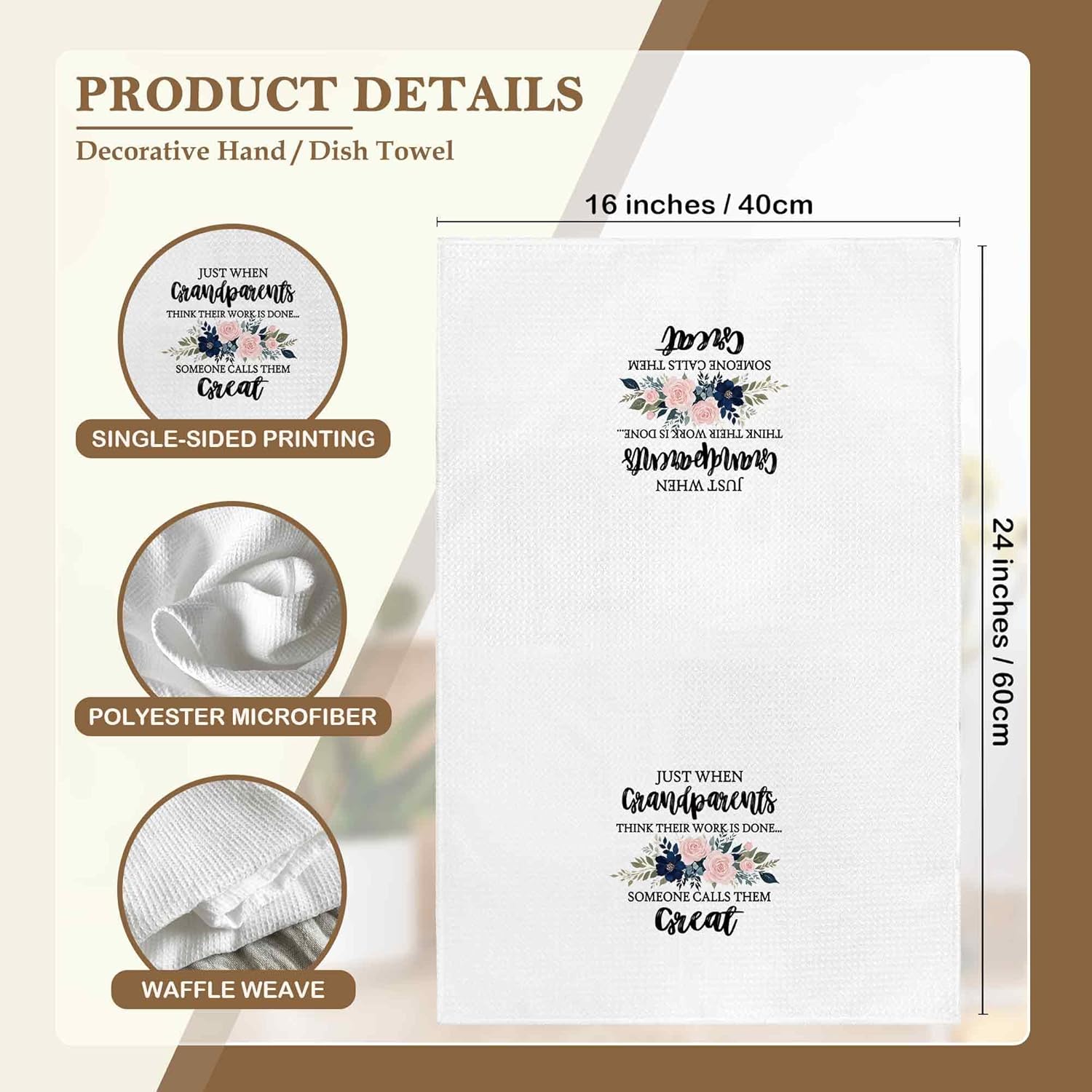 Promoted to Great Grandparents Gifts Kitchen Towels 16x24, Great Grandparents Baby Pregnancy Announcement Dish Towel Cloths Tea Towel, Great Grandparents Bathroom Kitchen Hand Towel Decor - Image 7