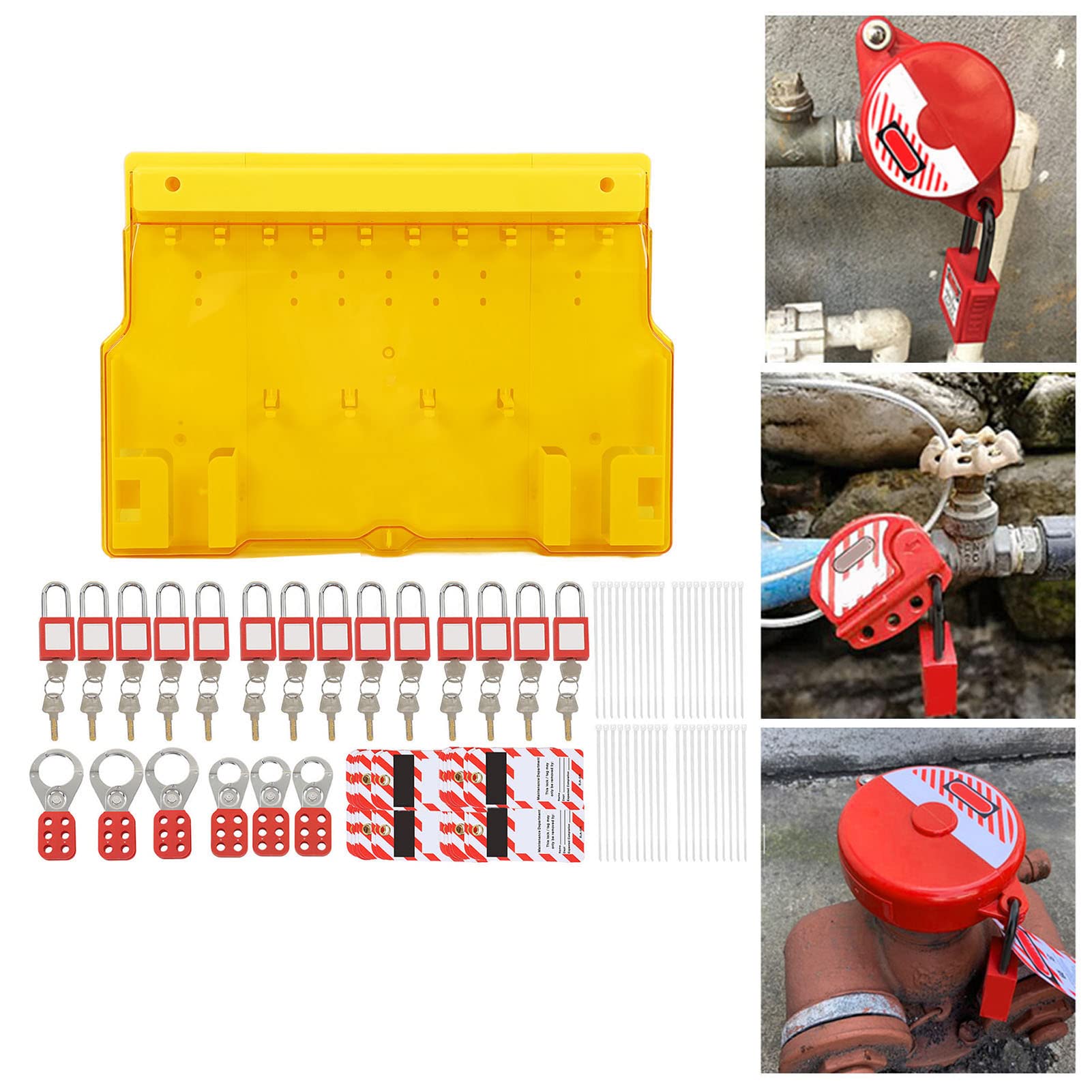 Kit de etiquetado y bloqueo profesional, dispositivos Loto duraderos con carcasa de una pieza, 565x400x65 mm, para uso industrial y de fábrica