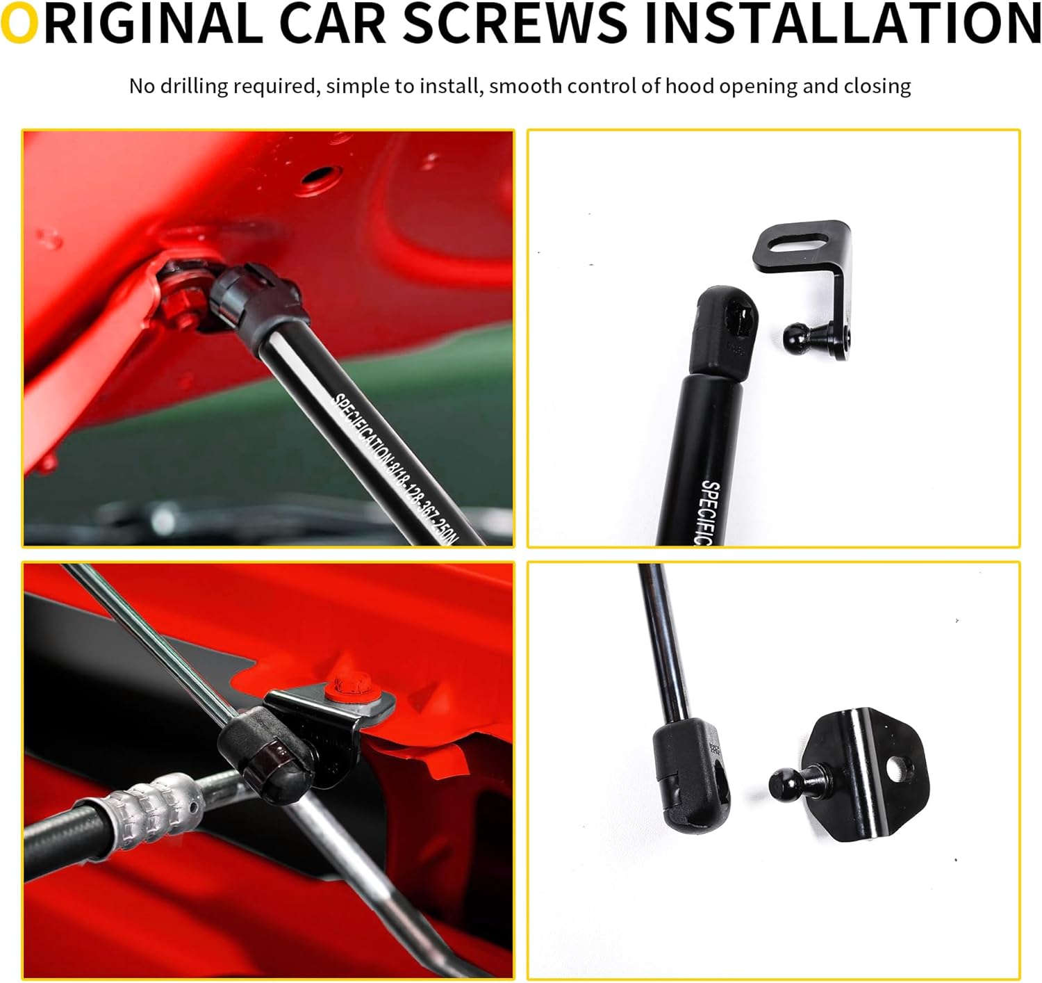 Hood Struts Compatible with Chevy Colorado/Canyon GMC 2023 2024 2025 Accessories, Front Hood Shock Lift Supports Kit, Quicklift Gas Springs Rod Prop, No Drill, 1 Pair Black