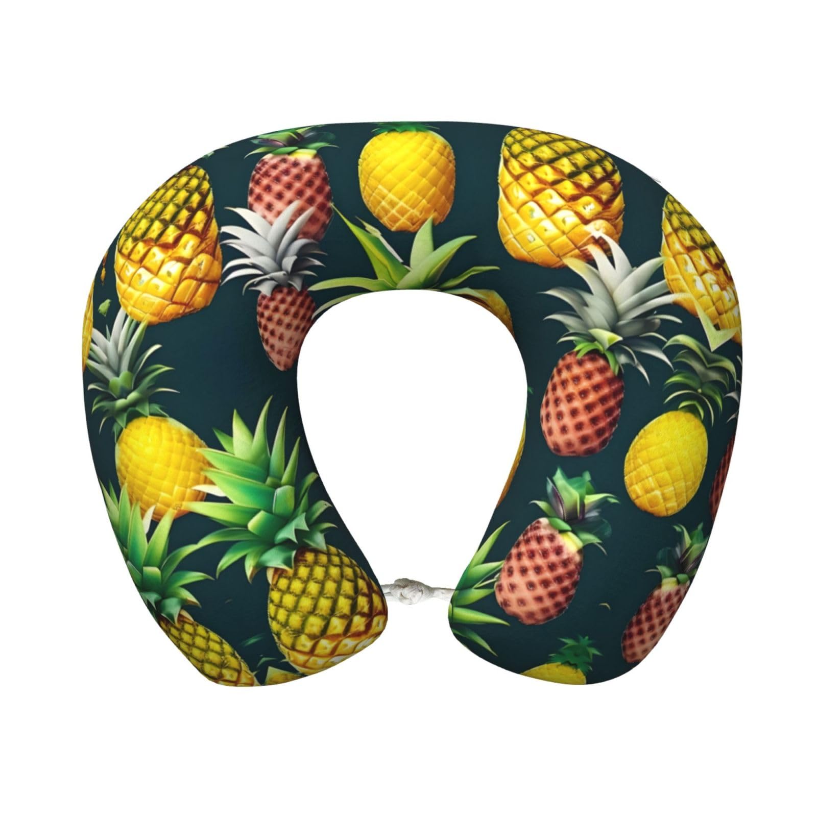 XingFox Tropical Fruits Pine Print Custom U-Shaped Travel Pillow,Memory Foam Cervical Neck Pillow,for Napping,Plane,Car,Home,Office