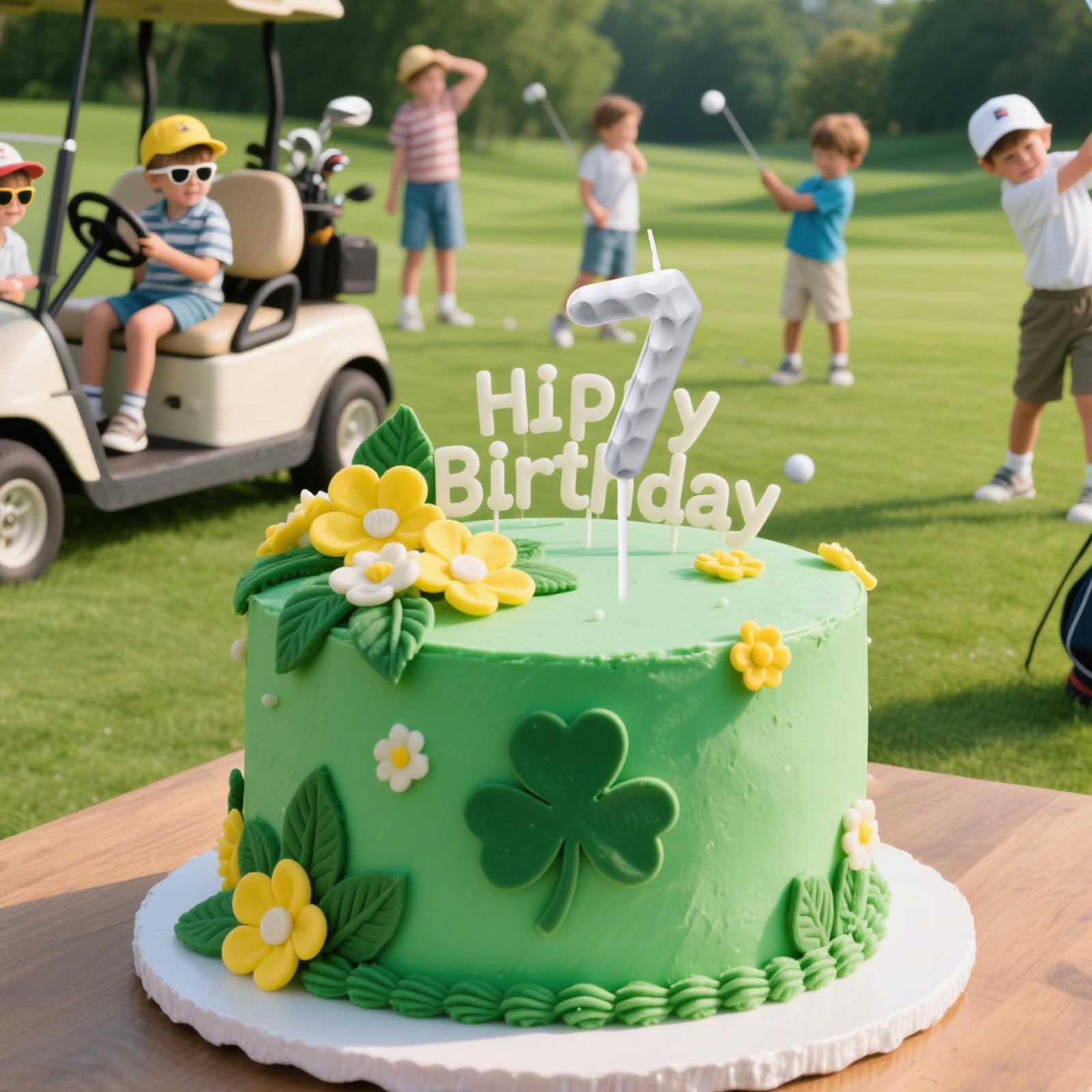 Candeline Verdi Per Torta A Forma Di Golf Con Numero 4 Per Compleanni E Festa A Tema - 2